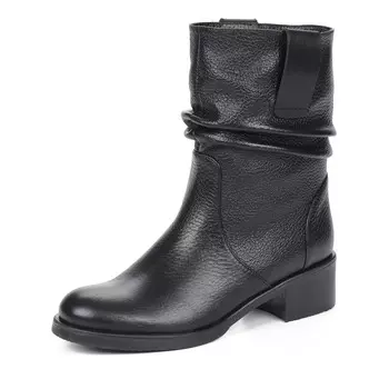 Черные полусапожки из кожи на натуральном меху