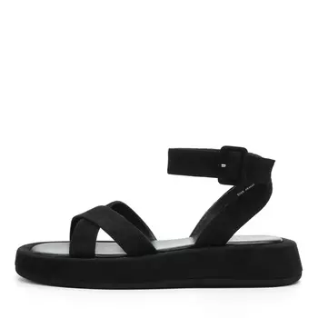 Черные сандалии из натурального велюра