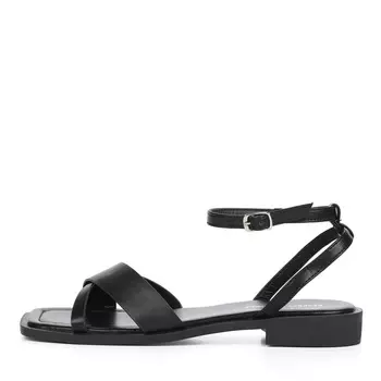 Черные сандалии с ремешком вокруг щиколотки из экокожи на подкладке из экокожи