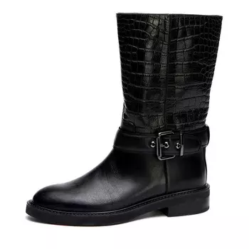 Черные сапоги из гладкой кожи