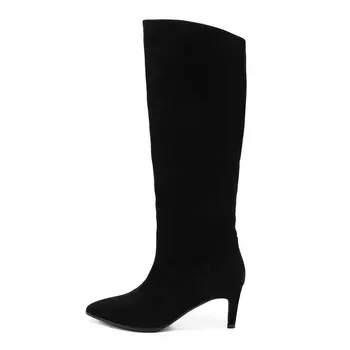 Черные сапоги из натурального велюра