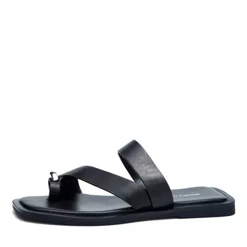 Черные шлепанцы из гладкой кожи