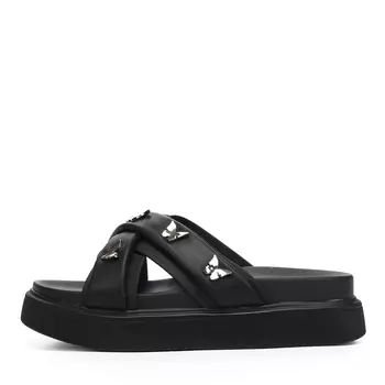 Черные шлепанцы из кожи