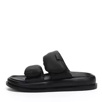 Черные шлепанцы из кожи