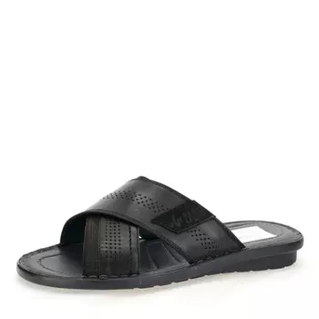 Черные шлепанцы из кожи