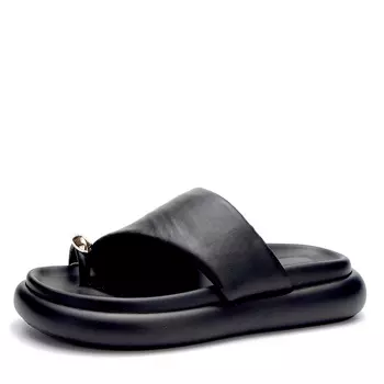 Черные шлепанцы из кожи