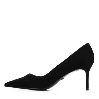 Черные туфли лодочки из натурального велюра