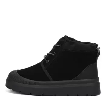 Черные угги из бархатистого велюра на шнурках