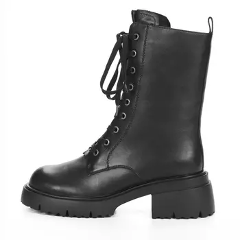 Черные утепленные ботинки из гладкой кожи