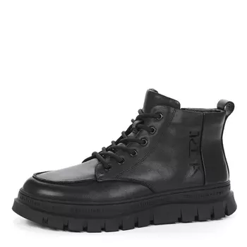 Черные утепленные ботинки из гладкой кожи