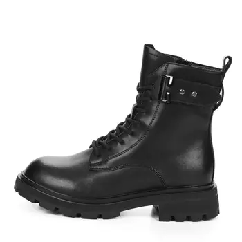 Черные утепленные ботинки из кожи