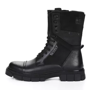 Черные утепленные ботинки из кожи