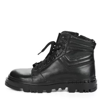 Черные утепленные ботинки из кожи