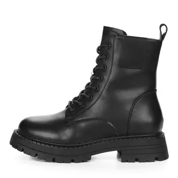 Черные утепленные ботинки из кожи