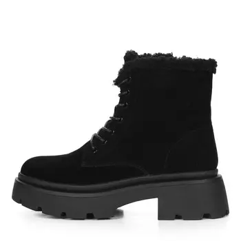 Черные утепленные ботинки из велюра