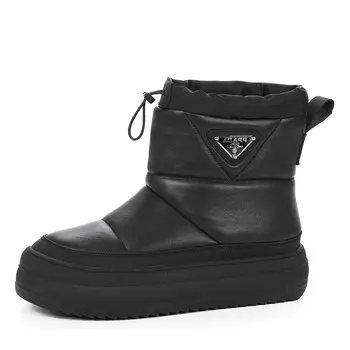 Черные утепленные дутики из кожи