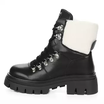 Черные утепленные хайкеры из кожи