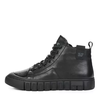 Черные утепленные кеды из кожи