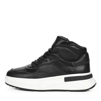 Черные утепленные кеды из кожи