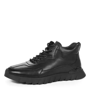 Черные утепленные кроссовки из кожи