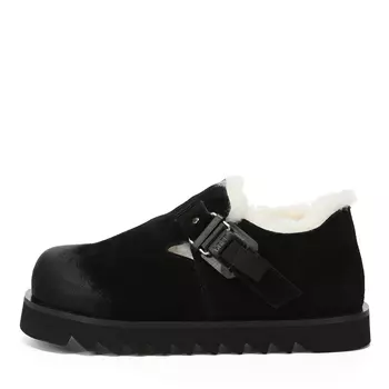 Черные утепленные полуботинки из бархатистого велюра