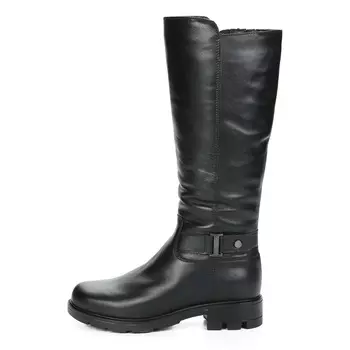 Черные утепленные сапоги из кожи