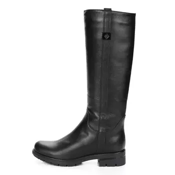 Черные утепленные сапоги из кожи