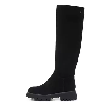 Черные зимние ботфорты из натурального велюра