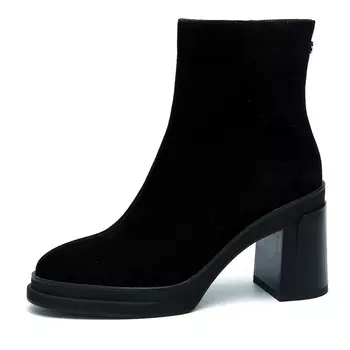 Черные зимние ботильоны из натурального велюра