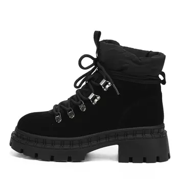 Черные зимние ботинки хайкеры из бархатистого велюра