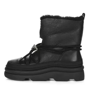 Черные зимние ботинки из гладкой кожи