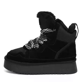 Черные зимние ботинки из бархатистого велюра