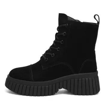 Черные зимние ботинки из бархатистого велюра