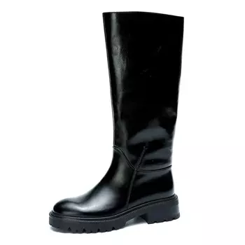 Черные зимние сапоги из гладкой кожи