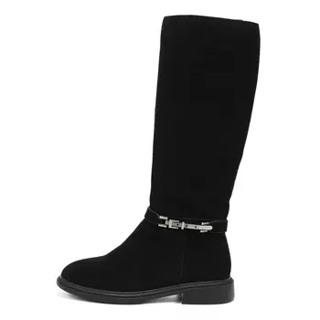 Черные зимние сапоги из бархатистого велюра