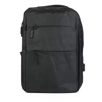 Черный рюкзак из текстиля с наружными карманами на застежке-молнии