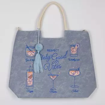 Голубая пляжная сумка из полиэстра