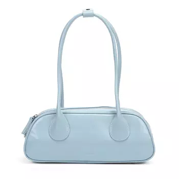 Голубая сумка-багет из гладкой кожи