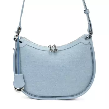 Голубая сумка сэдл из текстиля