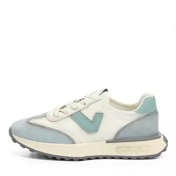 Голубые кроссовки из кожи и текстиля