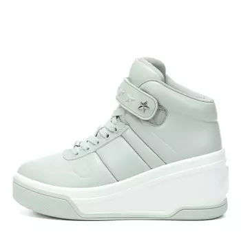 Голубые высокие кеды из гладкой кожи