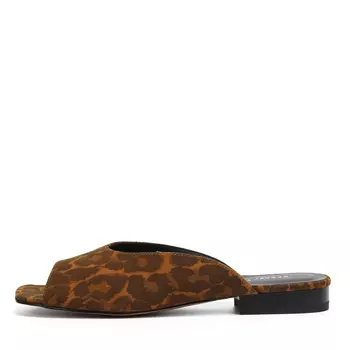 Элегантные шлепанцы из велюра с принтом леопард