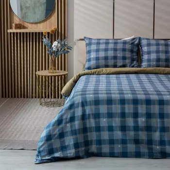 Комплект постельного белья 2 спальный, синий с зелёным