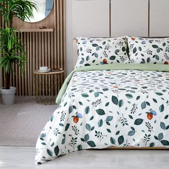 Комплект постельного белья 2 спальный, бело-зелёный