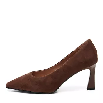 Коричневае туфли лодочки из натурального велюра