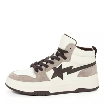 Коричневые кеды из кожи и гидрофобного велюра