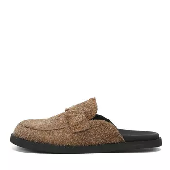 Коричневые сабо из бархатистого велюра