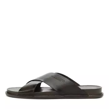 Коричневые шлепанцы из гладкой кожи