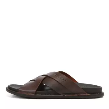 Коричневые шлепанцы из гладкой кожи