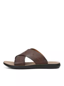 Коричневые шлепанцы из кожи